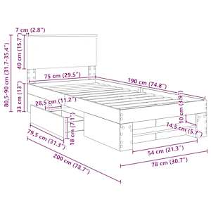 Rám postele s čelo Bílá 80 x 200 cm kompozitní dřevo - obrázek 14
