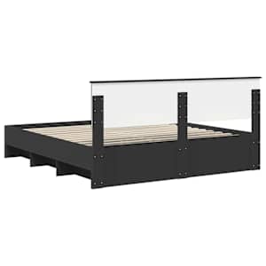 Rám postele s čelo Černá 200 x 200 cm kompozitní dřevo - obrázek 9