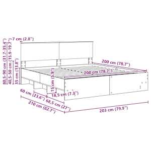 Rám postele s čelo Černá 200 x 200 cm kompozitní dřevo - obrázek 13