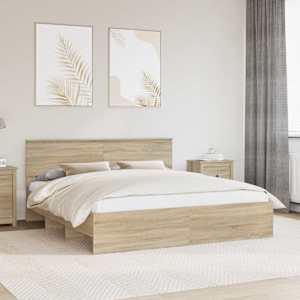 Rám postele s čelo Sonoma dub 200 x 200 cm kompozitní dřevo - obrázek 1