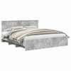 vidaXL Voodi raam peaga Betoonhall 200 x 200 cm Tehispuit