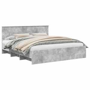 vidaXL Voodi raam peaga Betoonhall 200 x 200 cm Tehispuit