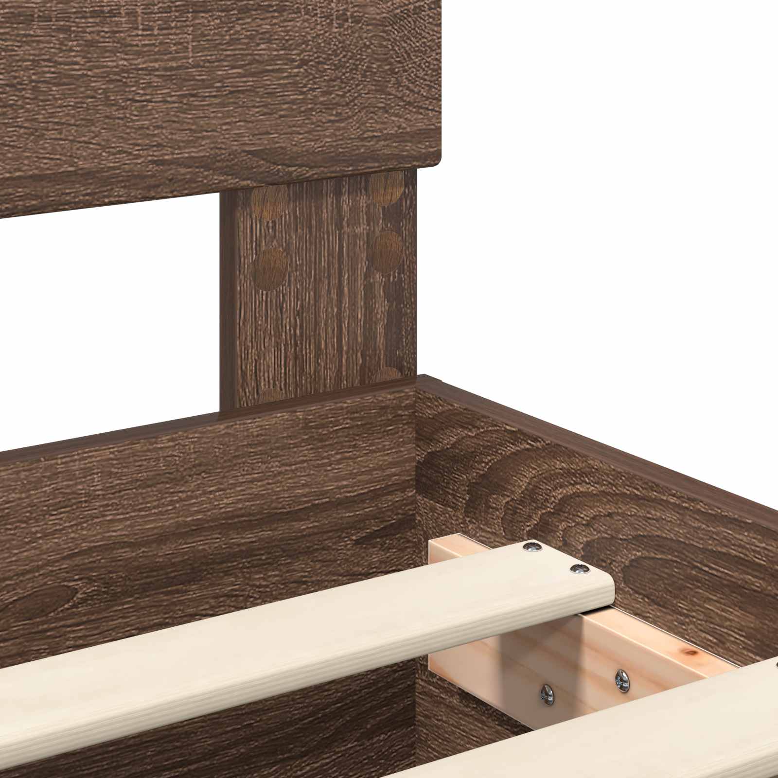 Voodi raam peaga Pruun tamme 140 x 200 cm Tehispuit 79 Kõik vajalik sinu aeda ja koju! Voodi raam peaga Pruun tamme 140 x 200 cm Tehispuit - Image 10