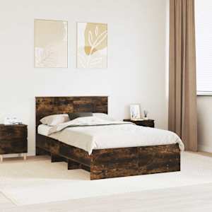 Konstrukcija postelje z vzglavjem Dimljeni oreh 120 x 123 cm