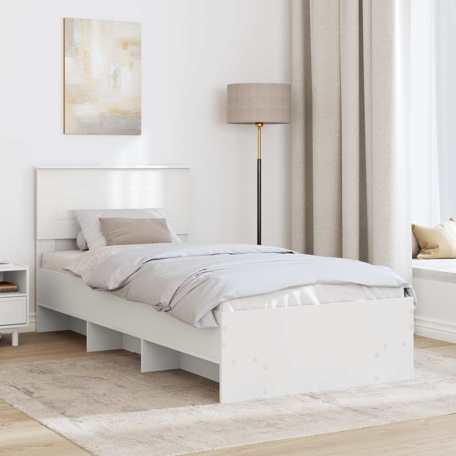 Voodi raam peaga Valge 90 x 200 cm Tehispuit 141 Kõik vajalik sinu aeda ja koju! Voodi raam peaga Valge 90 x 200 cm Tehispuit - Image 3