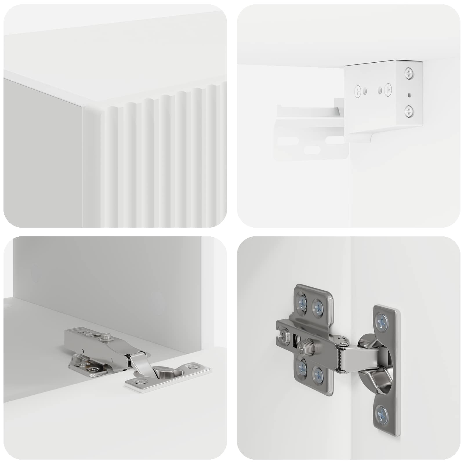 Set omare za televizijo na steni 4 pcs Bela Konstruiran les - slika 10