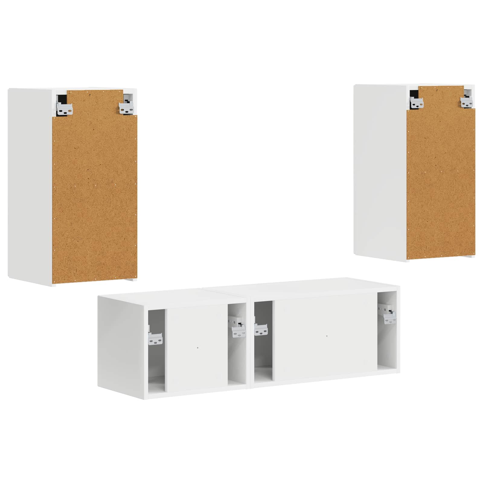 Set omare za televizijo na steni 4 pcs Bela Konstruiran les - slika 9