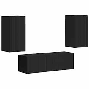 Sada televizního nástěnného kabinetu Nástěnný 4 pcs Černá - obrázek 2