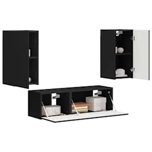 Sada televizního nástěnného kabinetu Nástěnný 4 pcs Černá - obrázek 3