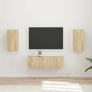 Sada televizního nástěnného kabinetu Nástěnný 4 pcs Sonoma dub - obrázek 1