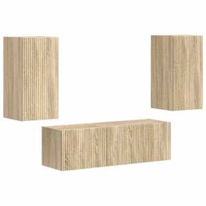 Sada televizního nástěnného kabinetu Nástěnný 4 pcs Sonoma dub - obrázek 2