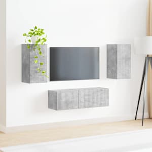 Sada televizního nástěnného kabinetu 4 pcs Betonově šedá - obrázek 4