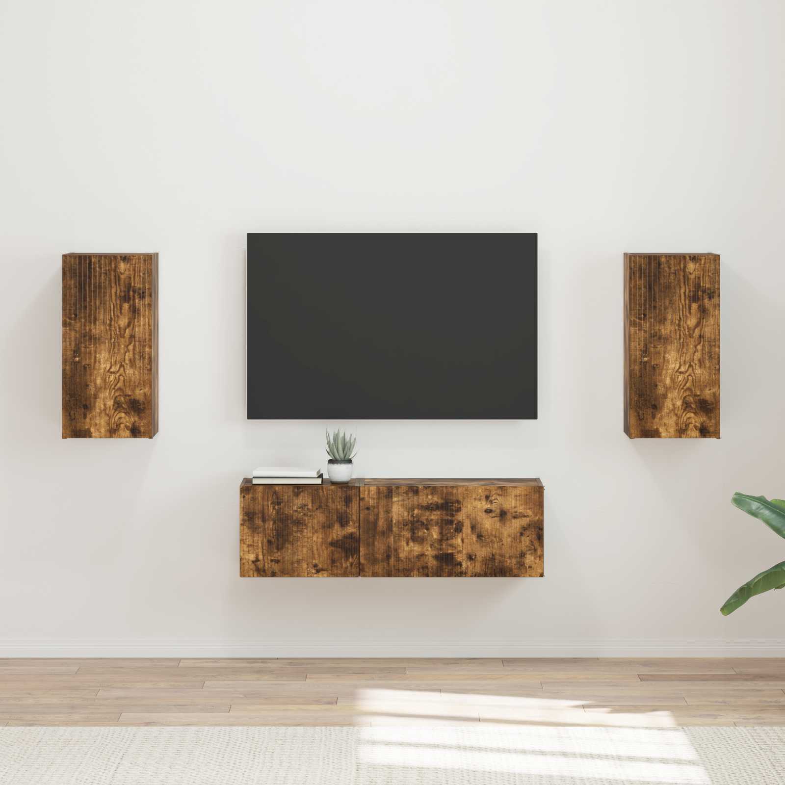 TV seinakapikomplekt 4 pcs Suitsetatud tamm Tehispuit