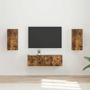 Sada televizního nástěnného kabinetu Nástěnný 4 pcs Kouřový dub - obrázek 1