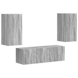 Sada televizního nástěnného kabinetu Nástěnný 4 pcs Šedá Sonoma - obrázek 2
