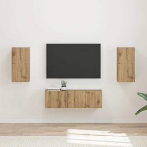 Sada televizního nástěnného kabinetu 4 pcs Artisanový dub - obrázek 1