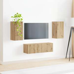 Sada televizního nástěnného kabinetu 4 pcs Artisanový dub - obrázek 4