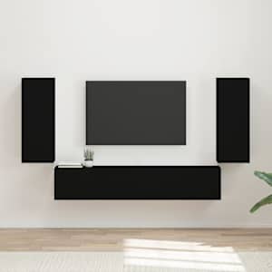 Set omare za televizijo na steni 4 pcs Črna Konstruiran les