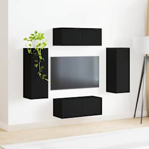 Sada televizního nástěnného kabinetu Nástěnný 4 pcs Černá - obrázek 4