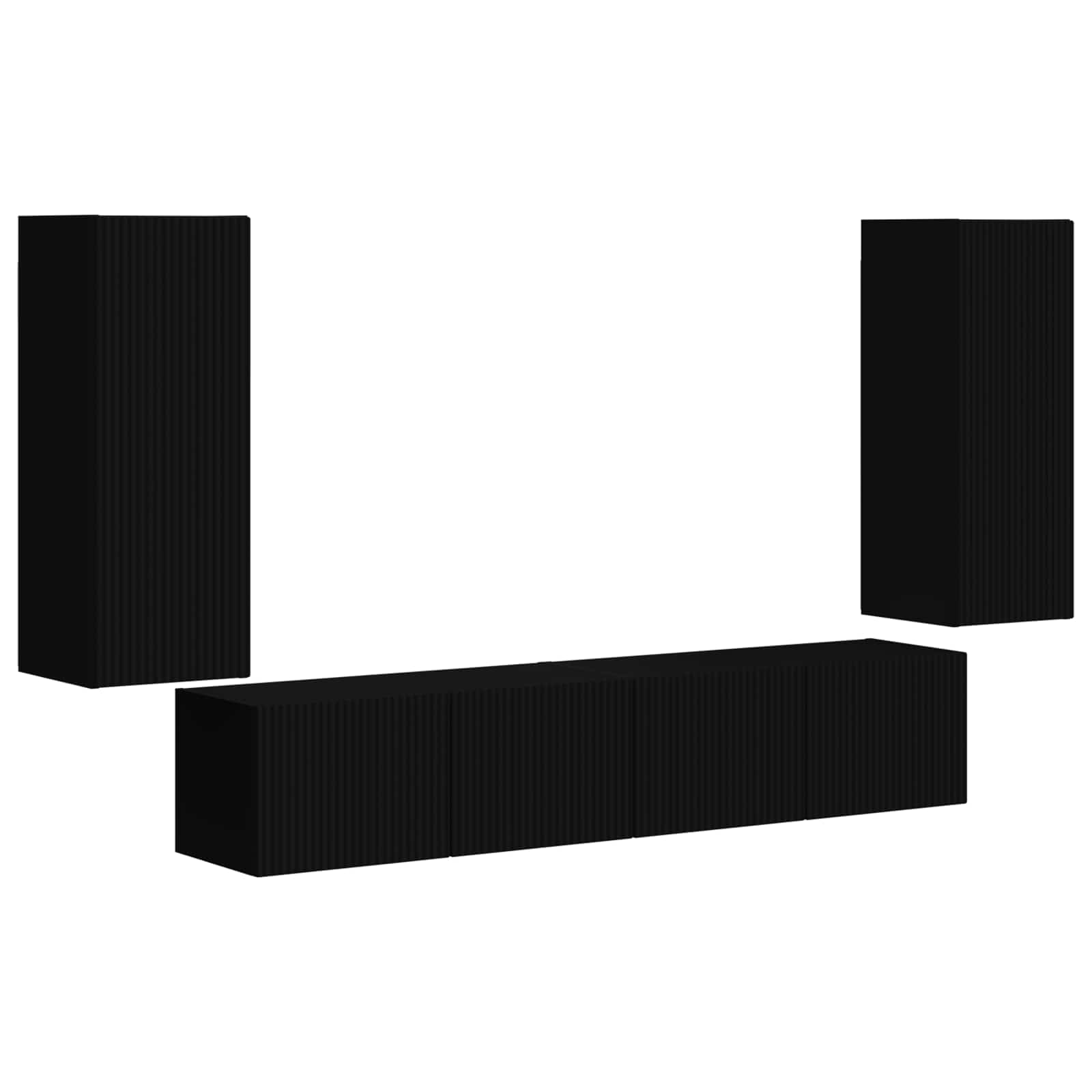 Set Dulap pentru Televizor Montat pe Perete 4 pcs Negru
