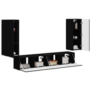 Sada televizního nástěnného kabinetu Nástěnný 4 pcs Černá - obrázek 3