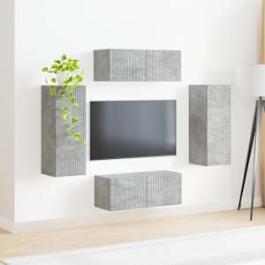 Sada televizního nástěnného kabinetu 4 pcs Betonově šedá - obrázek 4