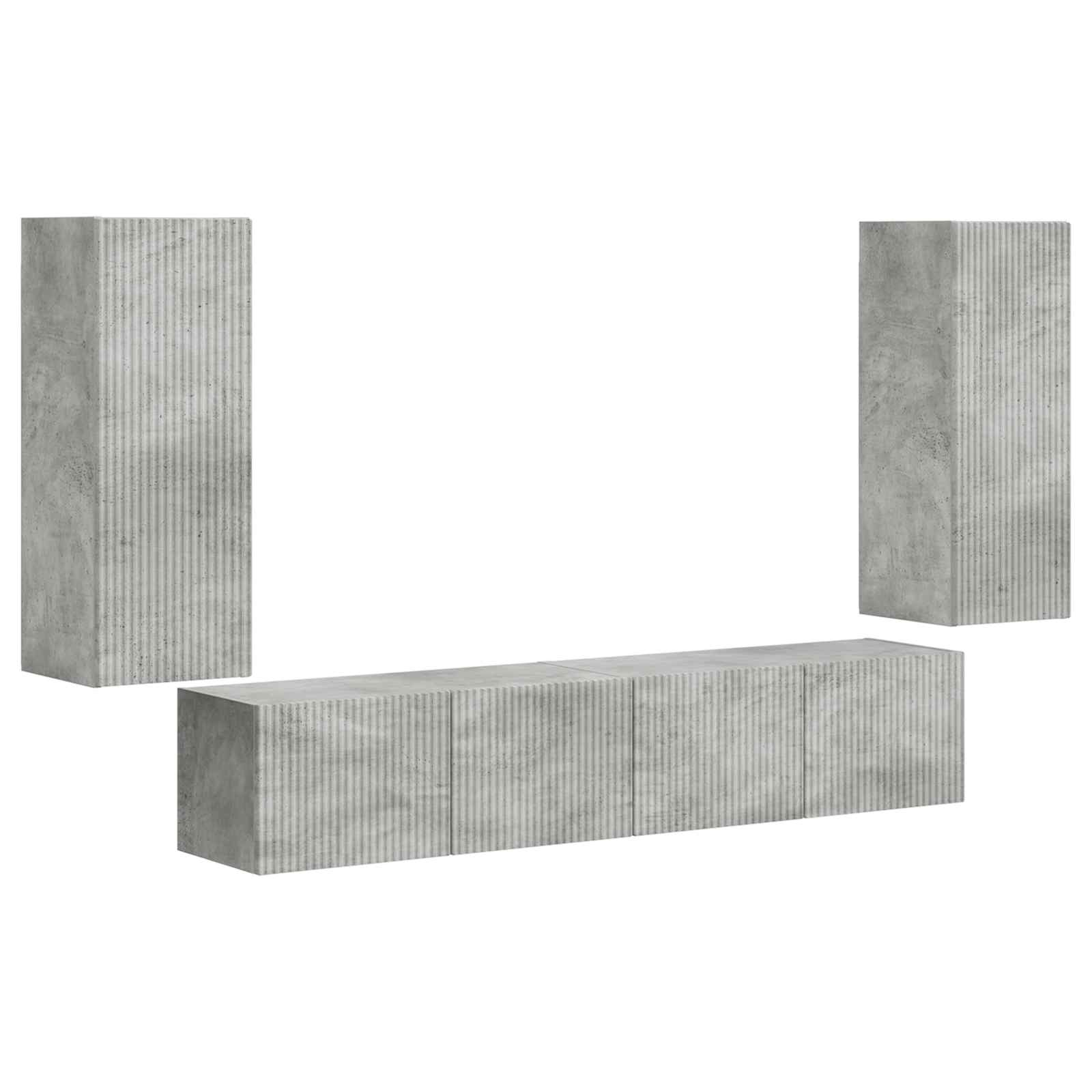 Set Dulap pentru Televizor Montat pe Perete 4 pcs Gri din beton
