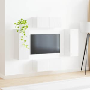 Sada televizního nástěnného kabinetu 4 pcs Vysoce lesklá bílá - obrázek 4