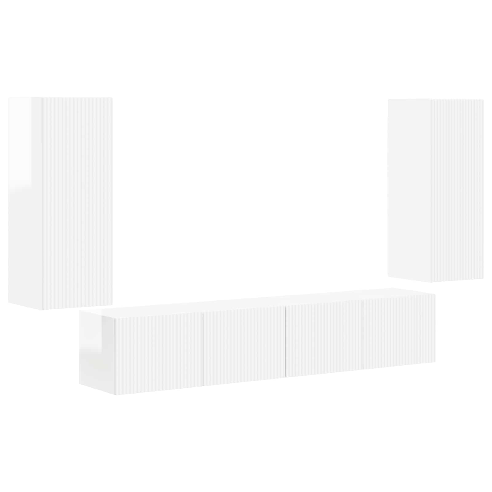 Thumbnail - vidaXL TV-Wandregal-Set 4 pcs Hochglanz Weiß Holzwerkstoff