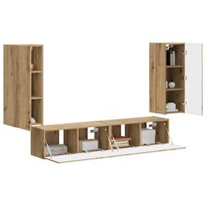 Sada televizního nástěnného kabinetu 4 pcs Artisanový dub - obrázek 3