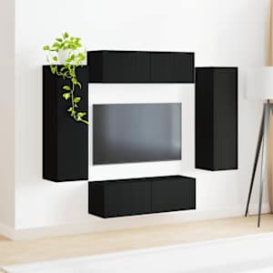 Sada televizního nástěnného kabinetu Nástěnný 4 pcs Černá - obrázek 4