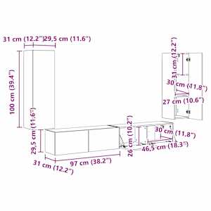 Sada televizního nástěnného kabinetu Nástěnný 4 pcs Černá - obrázek 13