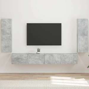 Sada televizního nástěnného kabinetu 4 pcs Betonově šedá - obrázek 1