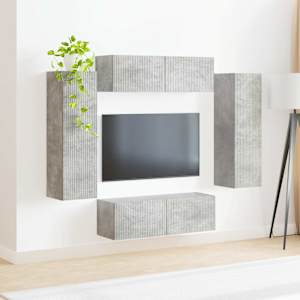 Sada televizního nástěnného kabinetu 4 pcs Betonově šedá - obrázek 4