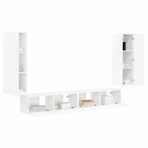 Sada televizního nástěnného kabinetu 4 pcs Vysoce lesklá bílá - obrázek 3