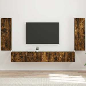 Set omare za televizijo na steni 4 pcs Dimljeni oreh