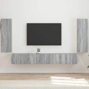 Sada televizního nástěnného kabinetu Nástěnný 4 pcs Šedá Sonoma - obrázek 1