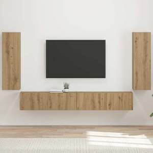 Sada televizního nástěnného kabinetu 4 pcs Artisanový dub