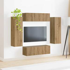 Sada televizního nástěnného kabinetu 4 pcs Artisanový dub - obrázek 4