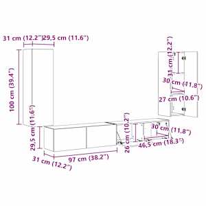 Sada televizního nástěnného kabinetu 4 pcs Artisanový dub - obrázek 13