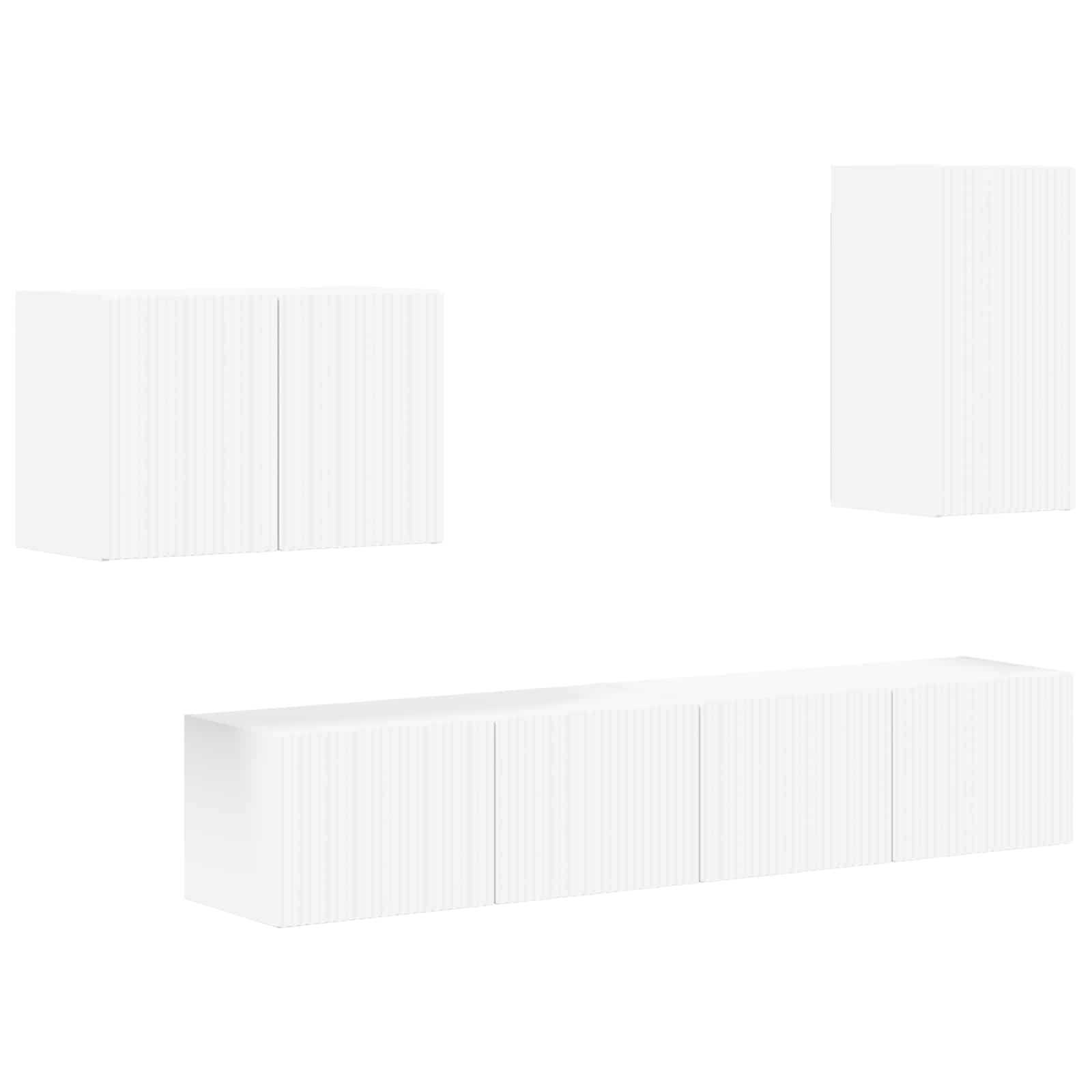 Thumbnail - vidaXL TV-Wandregal-Set Wandmontiert 4 pcs Weiß Holzwerkstoff