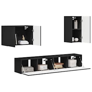 Sada televizního nástěnného kabinetu Nástěnný 4 pcs Černá - obrázek 3