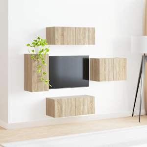 Sada televizního nástěnného kabinetu Nástěnný 4 pcs Sonoma dub - obrázek 4