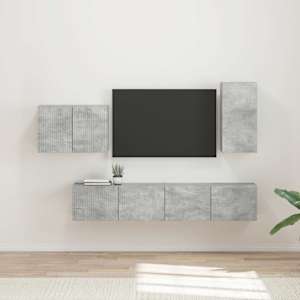 Sada televizního nástěnného kabinetu 4 pcs Betonově šedá - obrázek 1