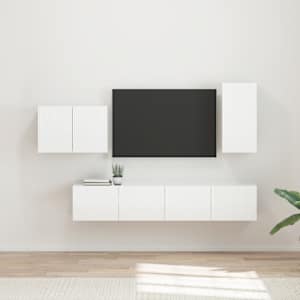 Sada televizního nástěnného kabinetu 4 pcs Vysoce lesklá bílá - obrázek 1