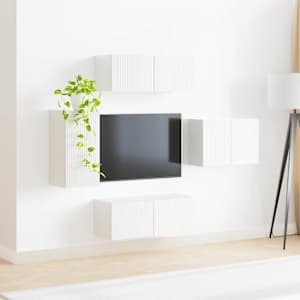 Sada televizního nástěnného kabinetu 4 pcs Vysoce lesklá bílá - obrázek 4