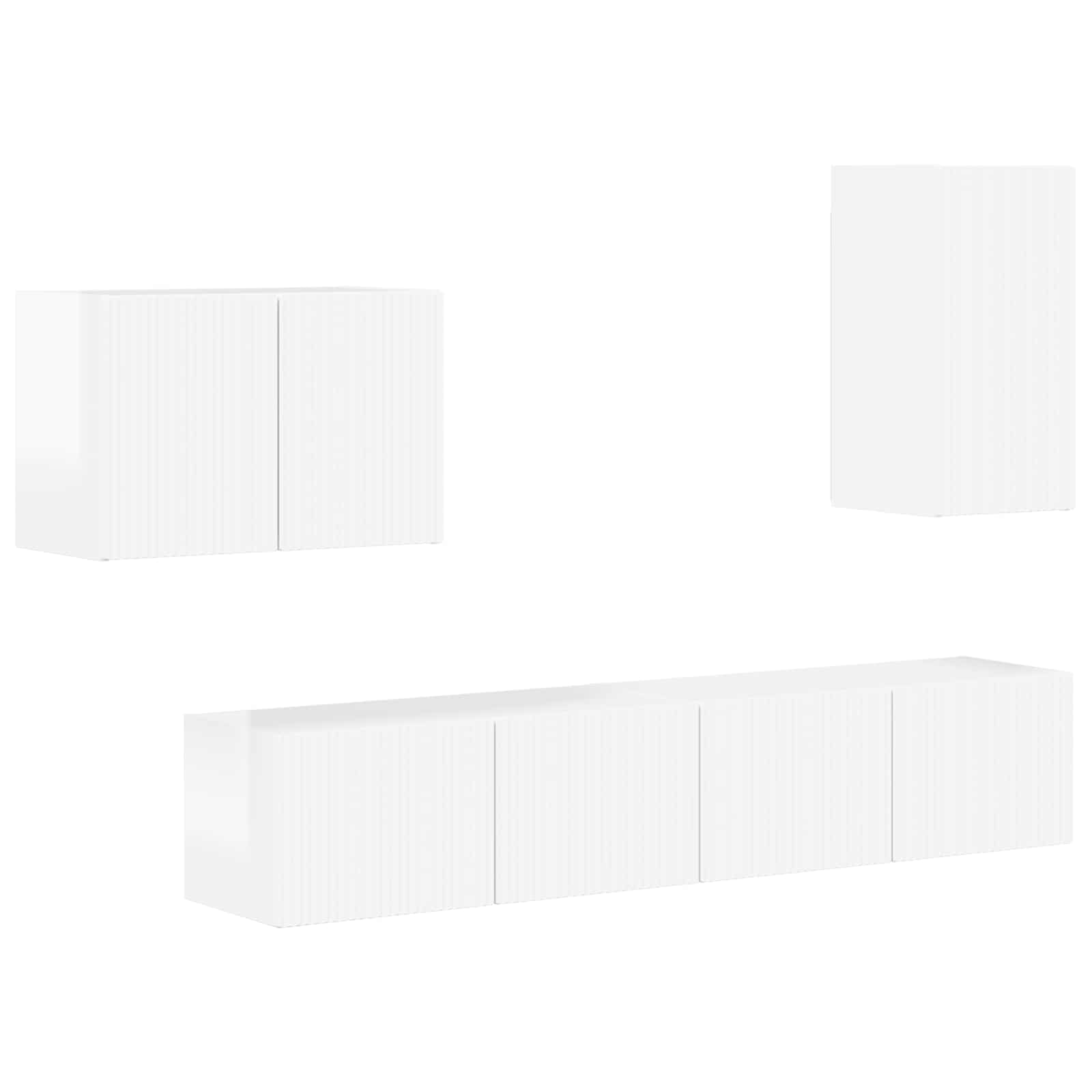 Thumbnail - vidaXL TV-Wandregal-Set 4 pcs Hochglanz Weiß Holzwerkstoff