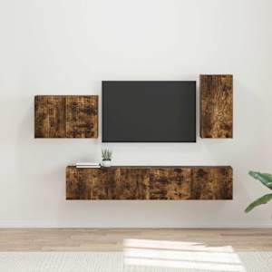 Sada televizního nástěnného kabinetu Nástěnný 4 pcs Kouřový dub - obrázek 1