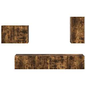 Sada televizního nástěnného kabinetu Nástěnný 4 pcs Kouřový dub - obrázek 8