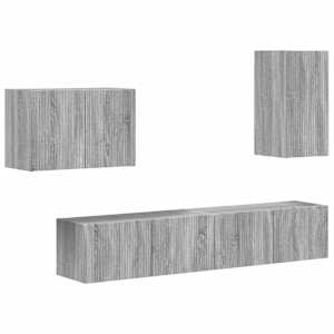 Sada televizního nástěnného kabinetu Nástěnný 4 pcs Šedá Sonoma - obrázek 2